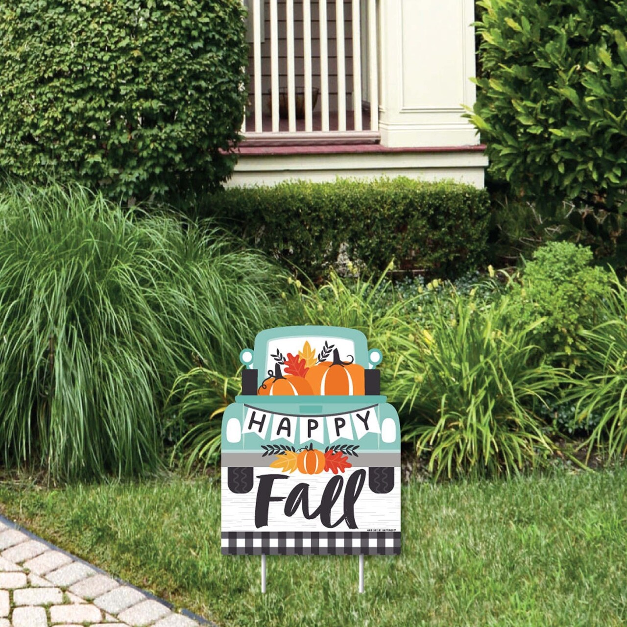 Big Dot of Happiness Happy Fall Truck - Outdoor Lawn Sign - Harvest Pumpkin Party Yard Sign - 1 Piece